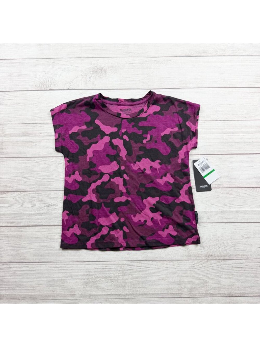 Hudson Girls Pink Camo Crewneck Graphic Tee Cotton Blend NWT L 12-14
